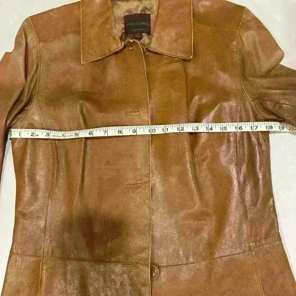 John Carlisle Brown Leather Coat Size Medium - Picture 5 of 5